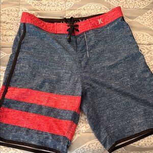 L Men's Hurley Phantom Mens 32 Blue Swim Stretchy Trunks